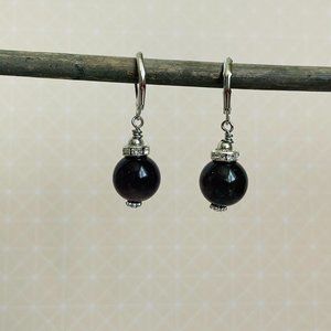 Artisan Amethyst Beaded Dangle Drop Pierced Earrings 1 ½” NEW